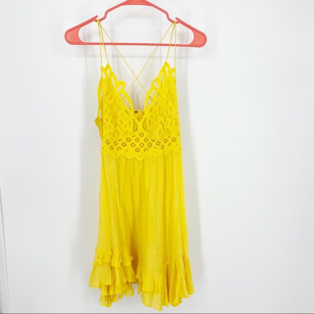 Free People deep yellow della mini slip Dress - Picture 5 of 9